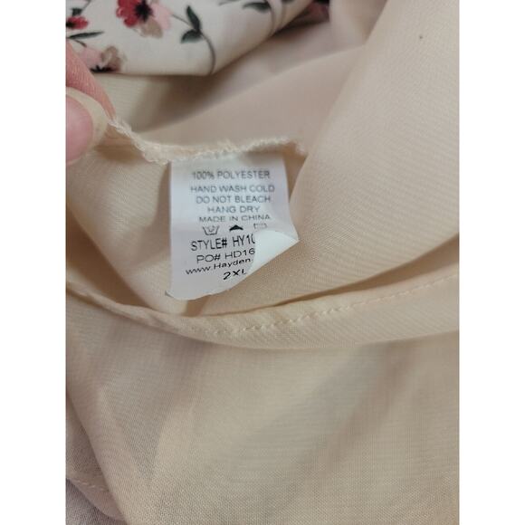 Hayden Tan Floral Print V-Neck Dolman Sleeve Boho Peplum Top Women's Size 2XL - Picture 12 of 12